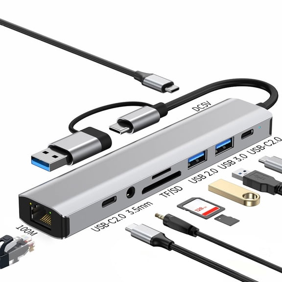 BUTOMKY Laptop Docking Station, 9-in-1 USB C Hub Adapter with 4K Dual Output, Triple Display Support, 87W Power Delivery, and Multiple Port Expansion Perfect for MacBook/Dell XPS/HP/Surface etc