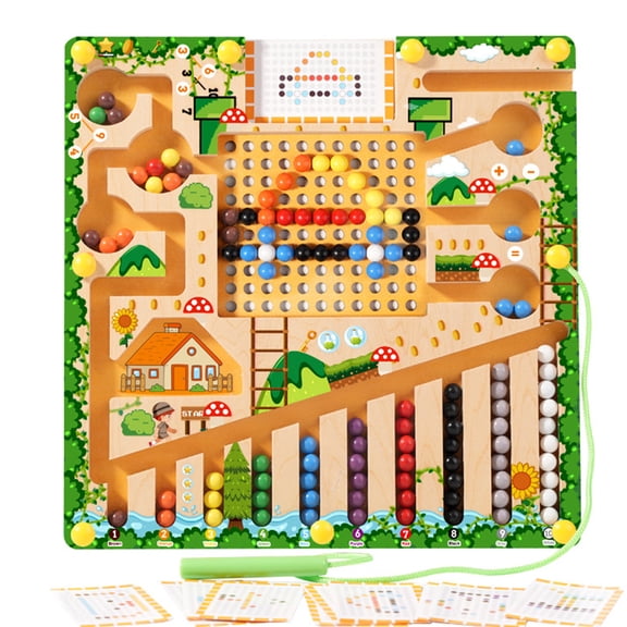 BUTOMKY Magnetic Color Number Maze Montessori Toy - Wooden Fine Motor Skills Puzzle, Preschool Learning Counting Sorting Game for Toddlers 2-7