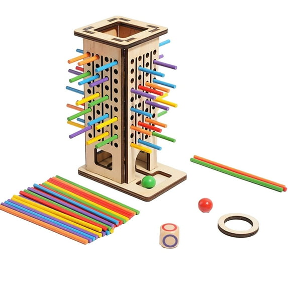 BUTOMKY Montessori Math Educational Toys - Wooden Board Game with 48 Colorful Sticks & Dice for 3-6 Year Olds | Fine Motor Skills Counting Toy | Family Travel Game & Gifts for Kids‌