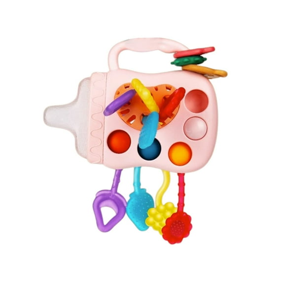 BUTOMKY Montessori Silicone Pull String Baby Toy - Teething Sensory Toy, Fidget Travel Essentials for Car Seat & Airplane, Developmental Toy for Newborns 0-6 Months & Infants 6-18 Months+