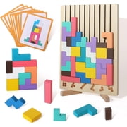 BUTOMKY Montessori Wooden Block Puzzle - 3D Russian Stacking Jigsaw, Colorful Educational Brain Teaser Toy, Family Activity Board Game & Ideal Gift for 3-5 Year Old Boys & Girls