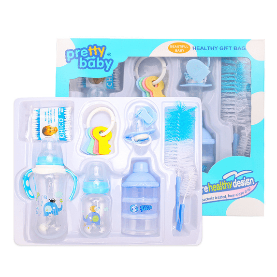 BUTOMKY Newborn Baby Bottle Gift Set, Anti-Colic Wide Neck Feeding Bottles with Baby Bottle,Bottle Brush & Baby Care Accessories for Baby Shower