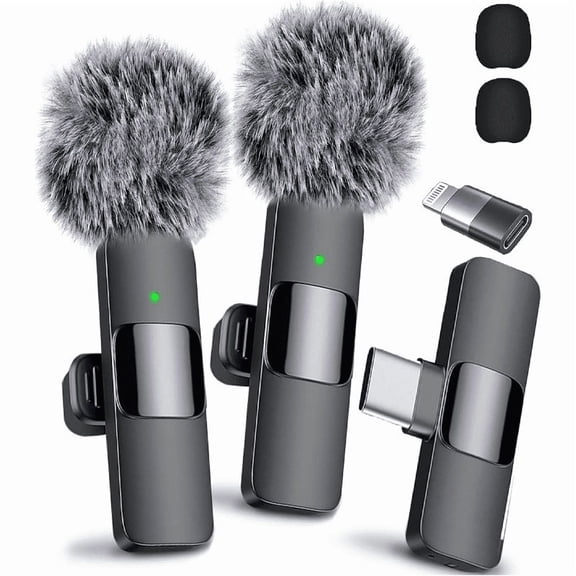 BUTOMKY Wireless Lavalier Lapel Microphone, Noise Canceling Plug & Play Clip On Mini Mic Compatible with iPhone Android for TikTok YouTube Vlog Podcast Live Stream Interview