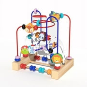 BUTOMKY Wooden Bead Maze Puzzle Toy, Toddler Roller Coaster Bead Game, Early Educational Building Blocks Toy, Develop Hand-Eye Coordination Logical Thinking, Birthday Gift for Kids Boys Girls Ages 3+