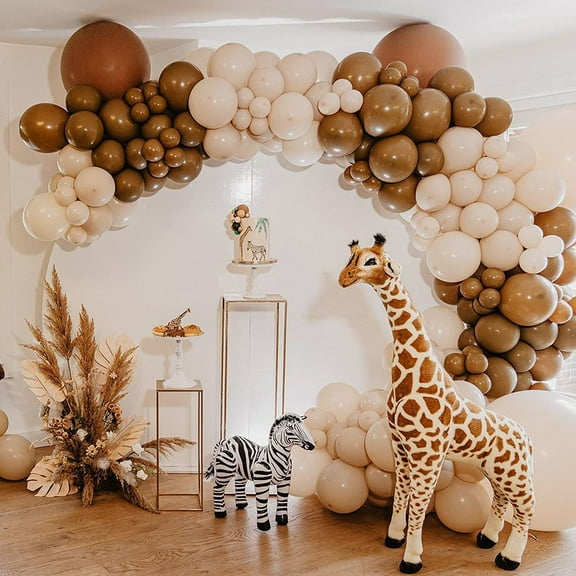 BUTORY 124PCS Caramel Coffee Brown Balloons Arch Set Latex Balloons for Birthday Wedding Baby Shower Anniversary Jungle Safari Theme Party Decora