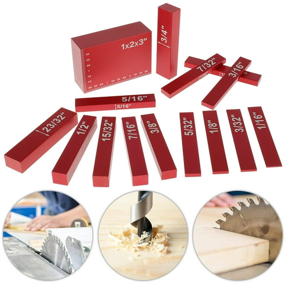 BUTORY 15Pcs Aluminum Alloy Height Gauge Block High Precision Setup Bars Portable Testing Gauge Block for Router Table Saw Woodwor