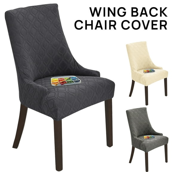 BUTORY 2 Pack Dining Chair Covers Stretch Wingback Chair Covers Removable Wing Chair Slipcovers Decorative Full Chair Protection for Dining Room Kitchen