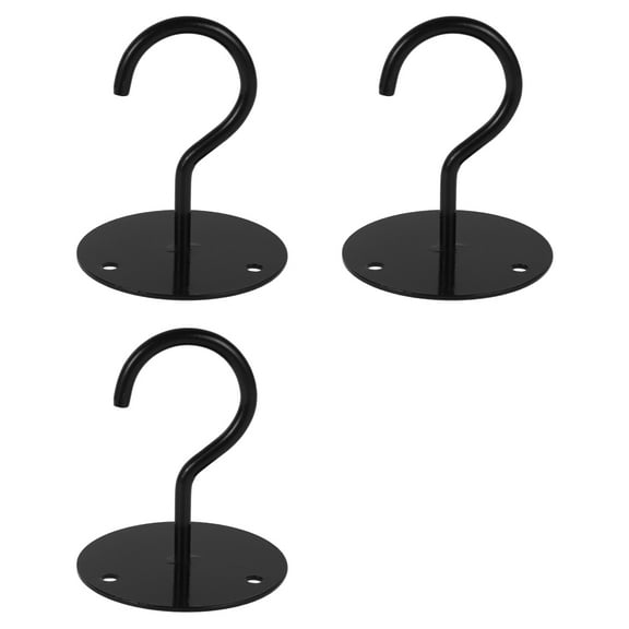BUTORY 3 Pcs Heavy Round Iron Hook Wall Mount Bracket Wall Mount Ceiling Hook Metal Round Bottom Hook Used For Plant Basket Hanging Lantern