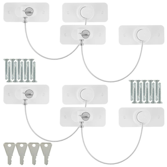 BUTORY 4Pcs Window Safety Lock Self Adhesive Window Restrictor Baby Safety Window Locks with Screws and Key Sturdy Childproof Security Lock Prevent Children Falling for Home Window