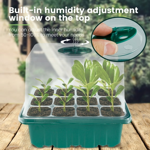 BUTORY 5PCS Seedling Trays Seed Starter Kit,Mini Propagator Plant Grow Kit with Humidity Vented Domes and Base for Seeds Starting Greenhouse