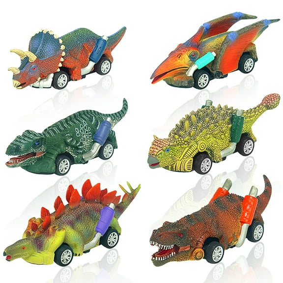 BUTORY 6PCS Dinosaur Pull Back Car Toy for 2-6 Year Old, Mini Dinosaur Toys for Children Party Favors Kids Gift