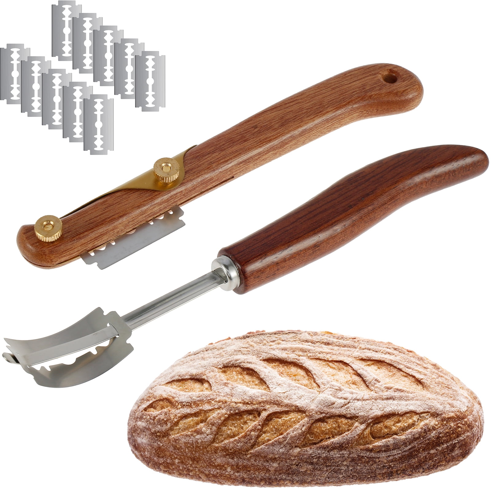 RZVNMKO Bread Lame Slashing Tool for Dough Scoring Knife with 10 Blades and Protection Cover
