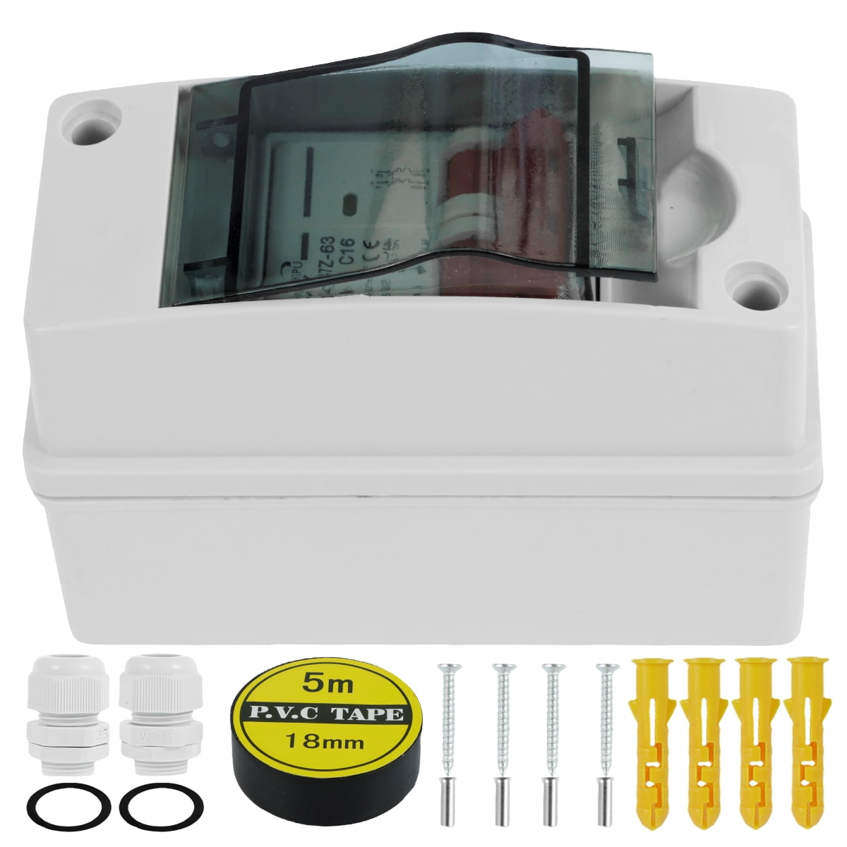 BUTORY Circuit Breaker Solar DC Circuit Breaker Box 16A 500V 2 Pole Disconnect Switch IP65 Waterproof Distribution Box Miniature Circuit Breaker with Safety Protection for Solar Panel Grid System
