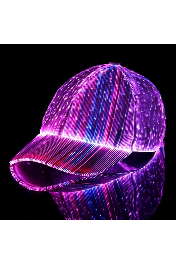 BUTORY Fiber optic cap LED hat with 7 colors luminous glowing EDC baseball hats USB Charging light up caps even party led christmas cap for event holiday