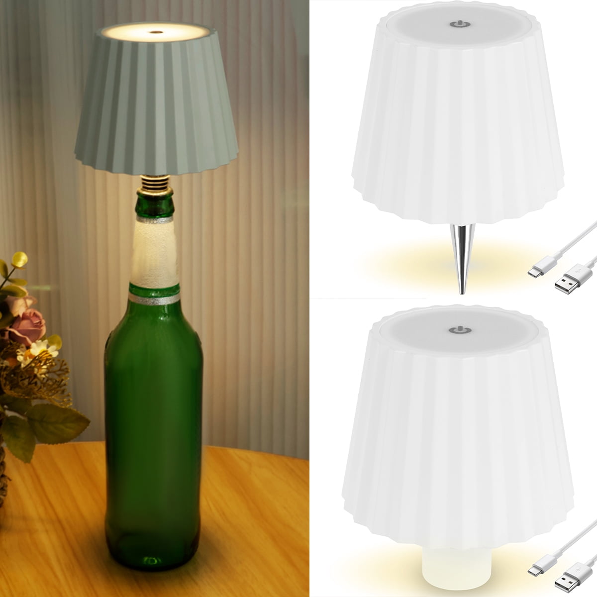 BUTORY LED Wine Bottle Lamp 3 Colors Dimmable Wine Bottle Light Touch ...