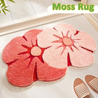 Befocus Pink Bath Mat, Cute Leaf Bath Mats for Bathroom, Absorbent Non-Slip  Leaf Shaped Bath Rug, Machine Washable Soft Microfiber Plant Leaf Floor