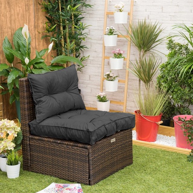 BUTORY Rattan Chair Cushion Garden Wicker Cushion Back and Seat Cushion