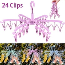 BUTORY Sock Drying Rack 24 Clips Plastic Laundry Clothes Hanger Rotatable Hanger Foldable Portable Clothes Drying Rack for Socks Underwear Baby Clothes