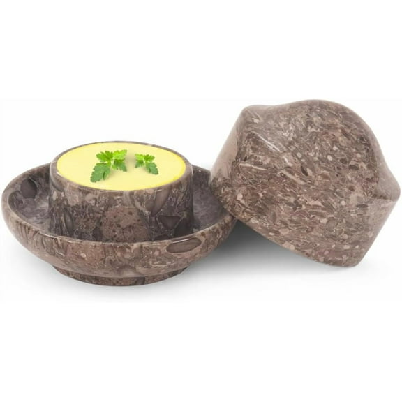 Radicaln Oceanic Marble Butter Dish with Lid 3" Handmade Butter Crock for Kitchen Storage & Dining Table – Premium Marble Cheese Holder, Tabletop Gift Accessory