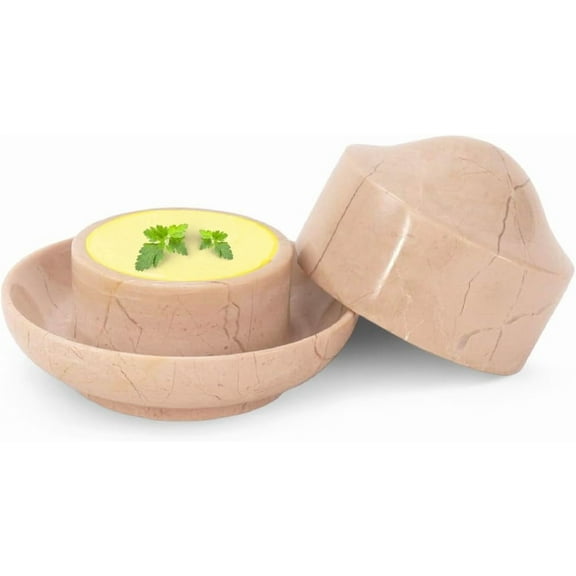 Radicaln Verona Marble Butter Dish with Lid 3" Handmade Mini Butter Keeper for Kitchen & Dining – Stylish Marble Cheese Holder, Tabletop Accessory & Gift Décor