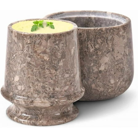 Radicaln Oceanic Marble Butter Keeper with Lid 4" – Handmade Marble Butter Storage Dish for Kitchen Countertop & Dining Table – French Butter Crock, Gift Accessory