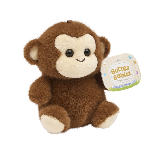 Buttercups Monkey Plush Toy 4.5 inch Small Stuffed Animal for Kids, Soft Brown Monkey, Mini Plush Gift