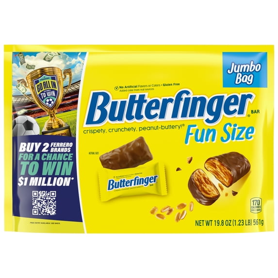 Butterfinger Fun Size Candy Bars, Crispety Crunchety Peanut-Buttery, Individually Wrapped,  19.8 oz Bag