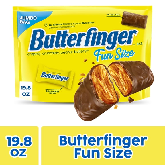 Butterfinger Fun Size Candy Bars, Crispety Crunchety Peanut-Buttery, Individually Wrapped, 19.8 oz Bag