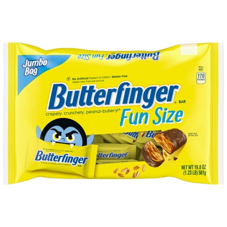 Butterfinger Fun Size Halloween Candy Bars, Chocolate-y Peanut-Buttery, Individually Wrapped, Bulk Jumbo Monster Bag, 19.8 oz