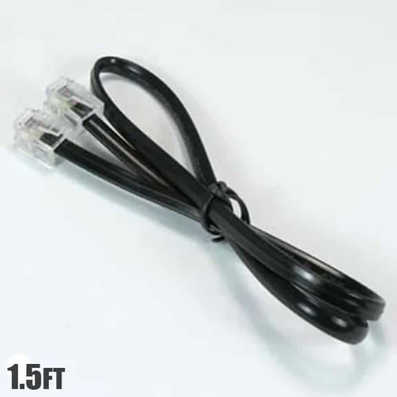 BUTTERFLY- 1.5Ft Rj11 6P4C Straight Data Telephone Phone Line Cable Cord Flat Black