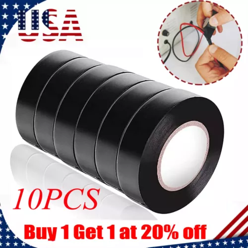 BUTTERFLY- 10 Rolls Of Black Electrical Tape 10Pcs*6M Pvc Insulation Us