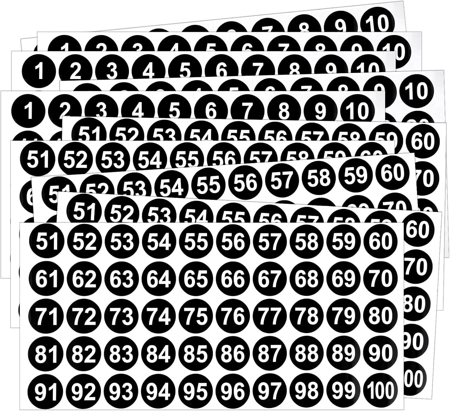BUTTERFLY- 10 Sheets Small Number Stickers 1-100, Self Adhesive Consecutive Number Labels,