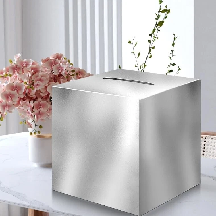 BUTTERFLY- 10"X10" Shining Silver Large Envelope Party Gift Card Money Box Wishing Well,