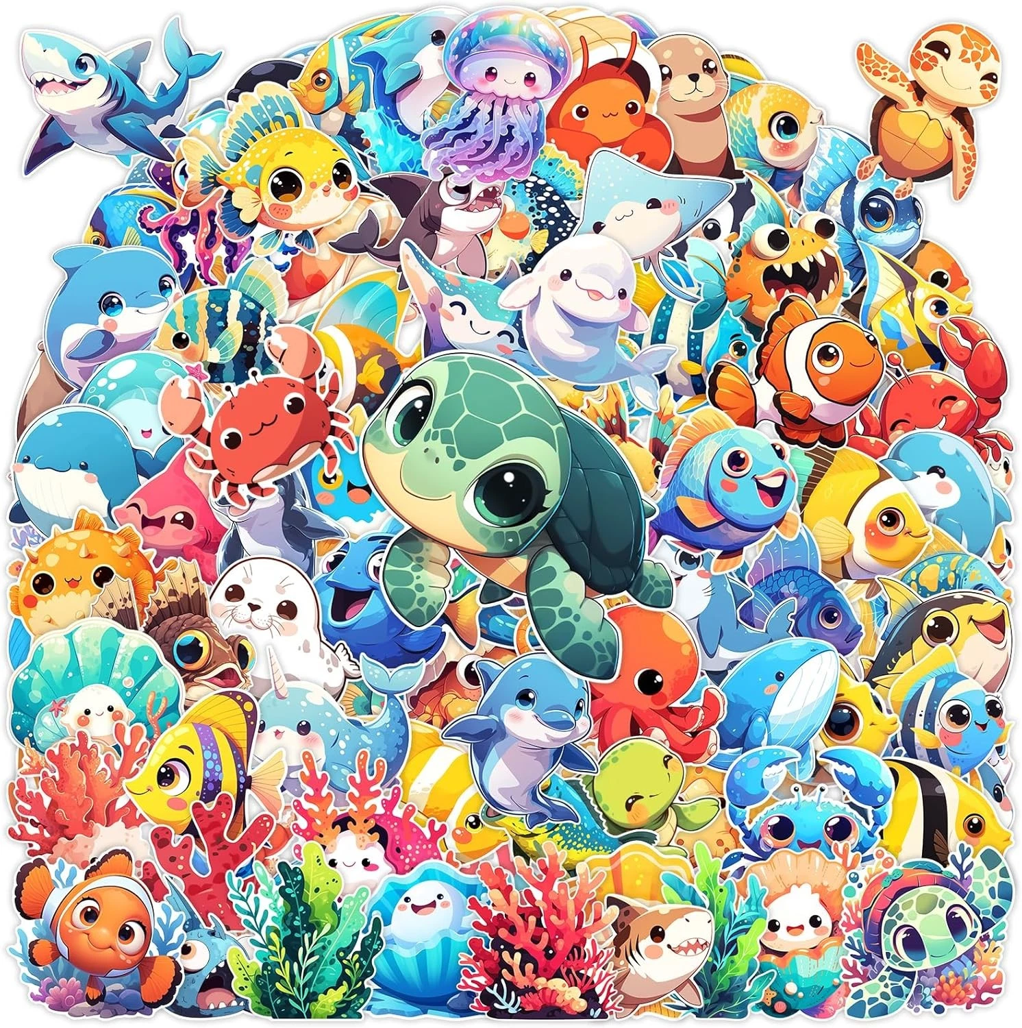 BUTTERFLY- 100Pcs Cartoon Ocean Animal Stickers Pack For Kids