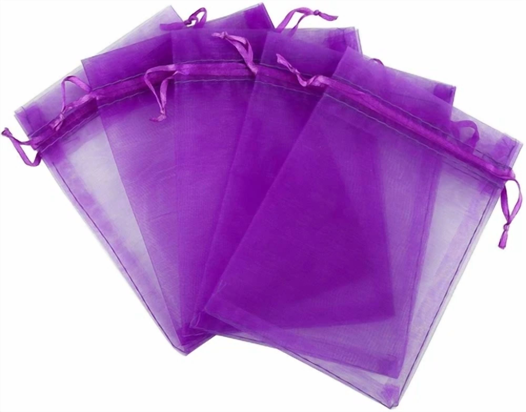 BUTTERFLY- 100Pcs Purple Organza Bags 4X 6 Wedding Christmas Favors Gift Drawstring Pouches