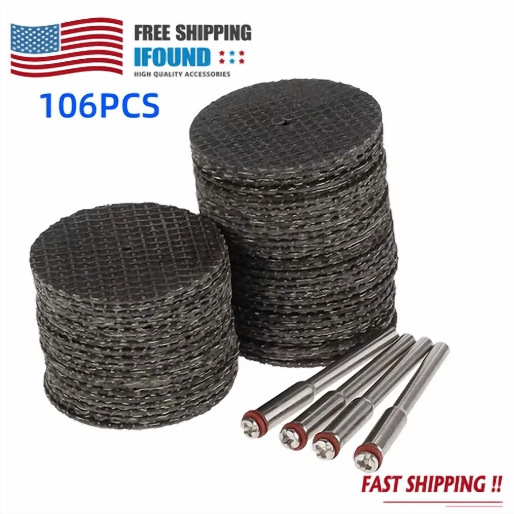 BUTTERFLY- 106 Fiberglass Metal Cut Off Wheel Rotary Disc W/6Pcs 1/8" Mandrel For Dremel Us