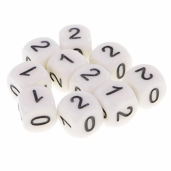 BUTTERFLY- 10Pcs White Dices Set 16Mm Rpg Board Games Parts
