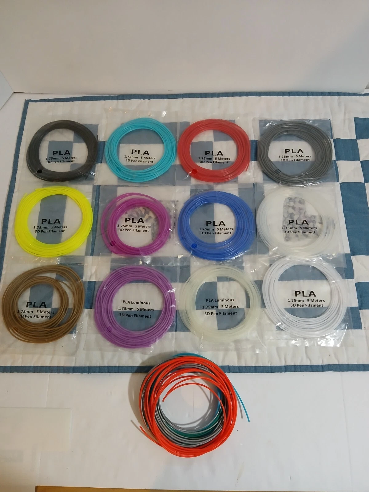 BUTTERFLY- 12 Colors 3-D Pla Pen Filament 1.75Mm 5 Meters Long.