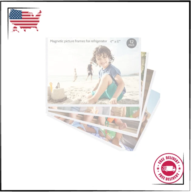 BUTTERFLY- 12 Pack 4X6 White Magnetic Picture Frames For Refrigerator With Clear Cover