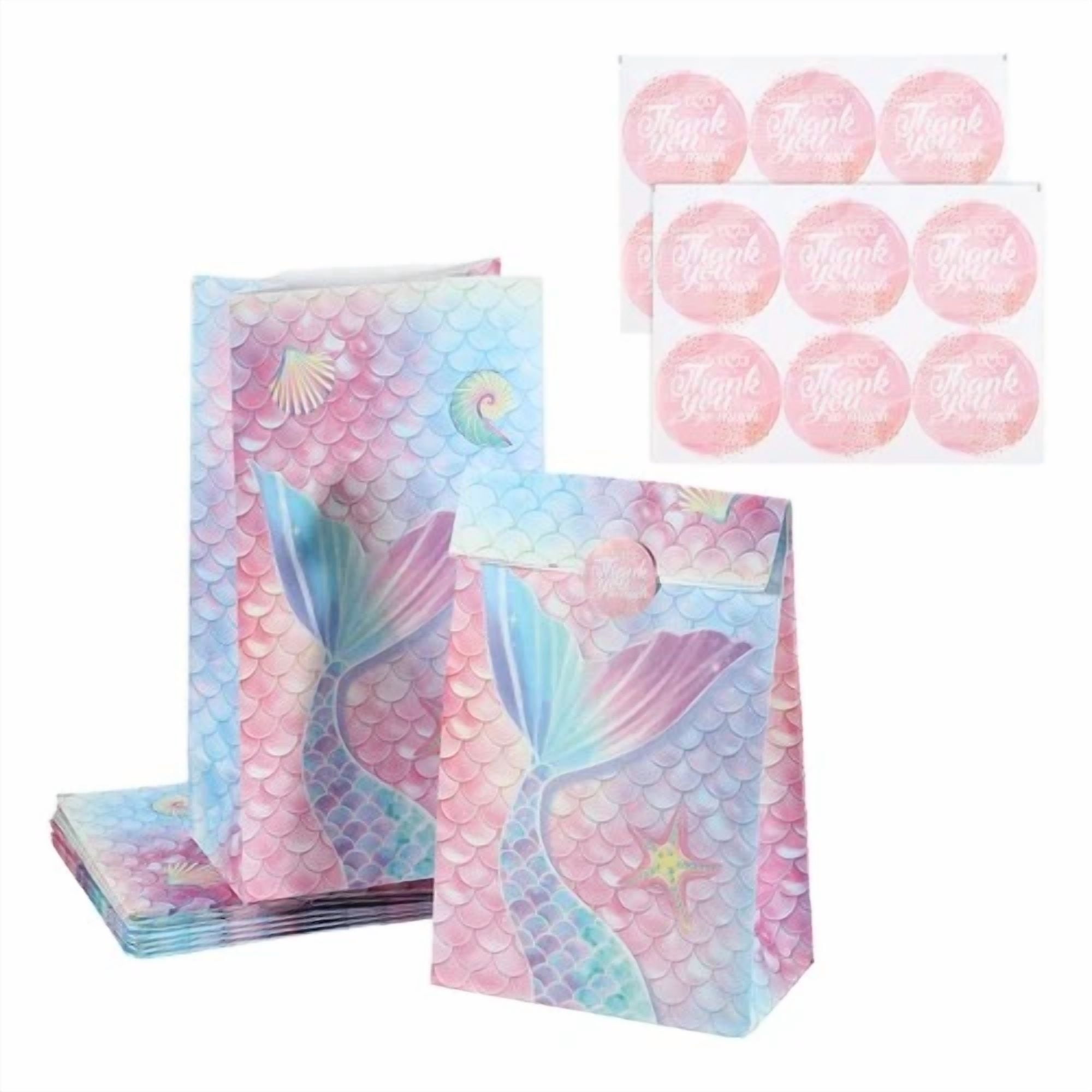 BUTTERFLY- 12 Pcs Paper Gift Bags Party Bags Set Birthday Candy Bag For Children Rainbow