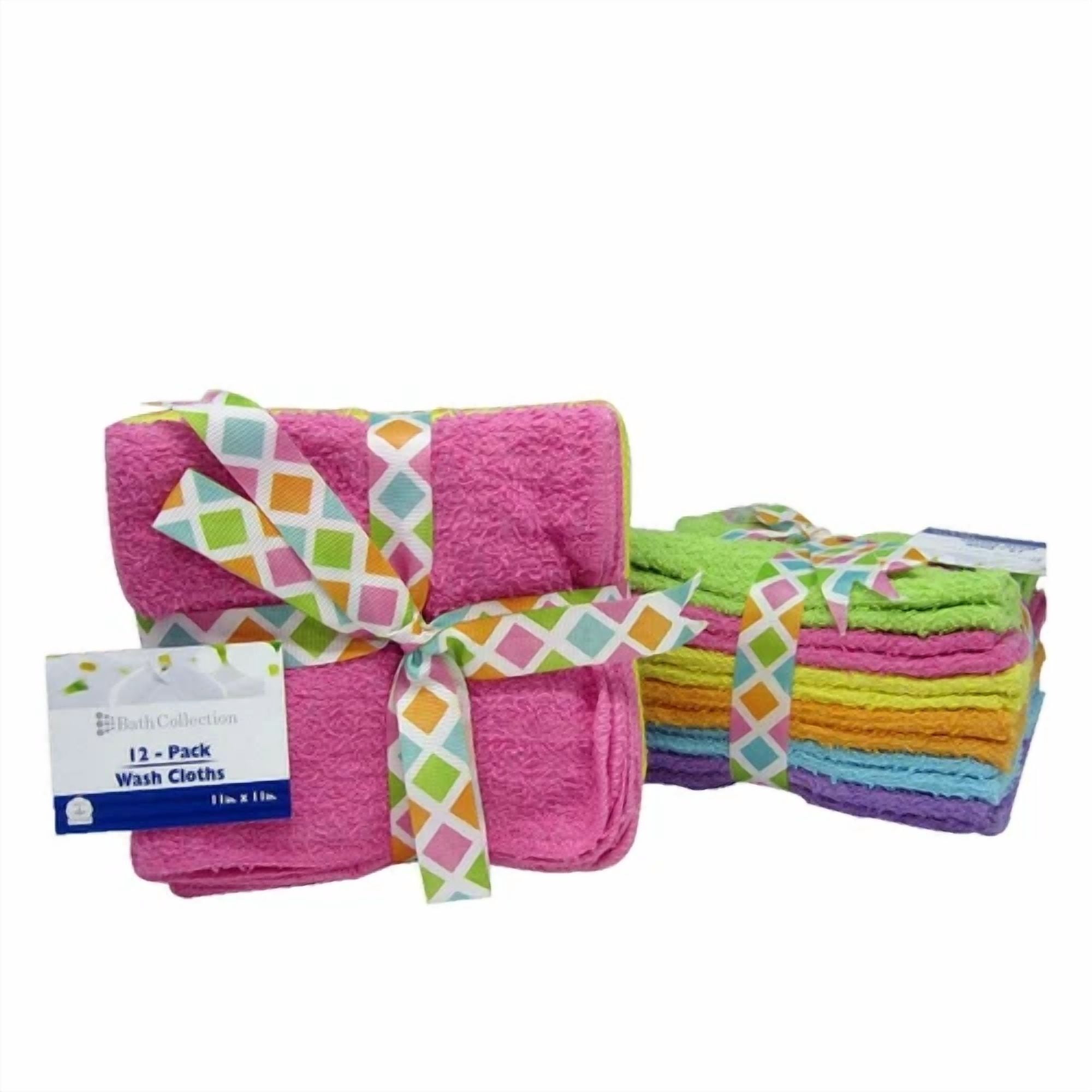 BUTTERFLY- 12Pc Wash Cloth 100% Cotton 11 In X 11 In Assorted Color