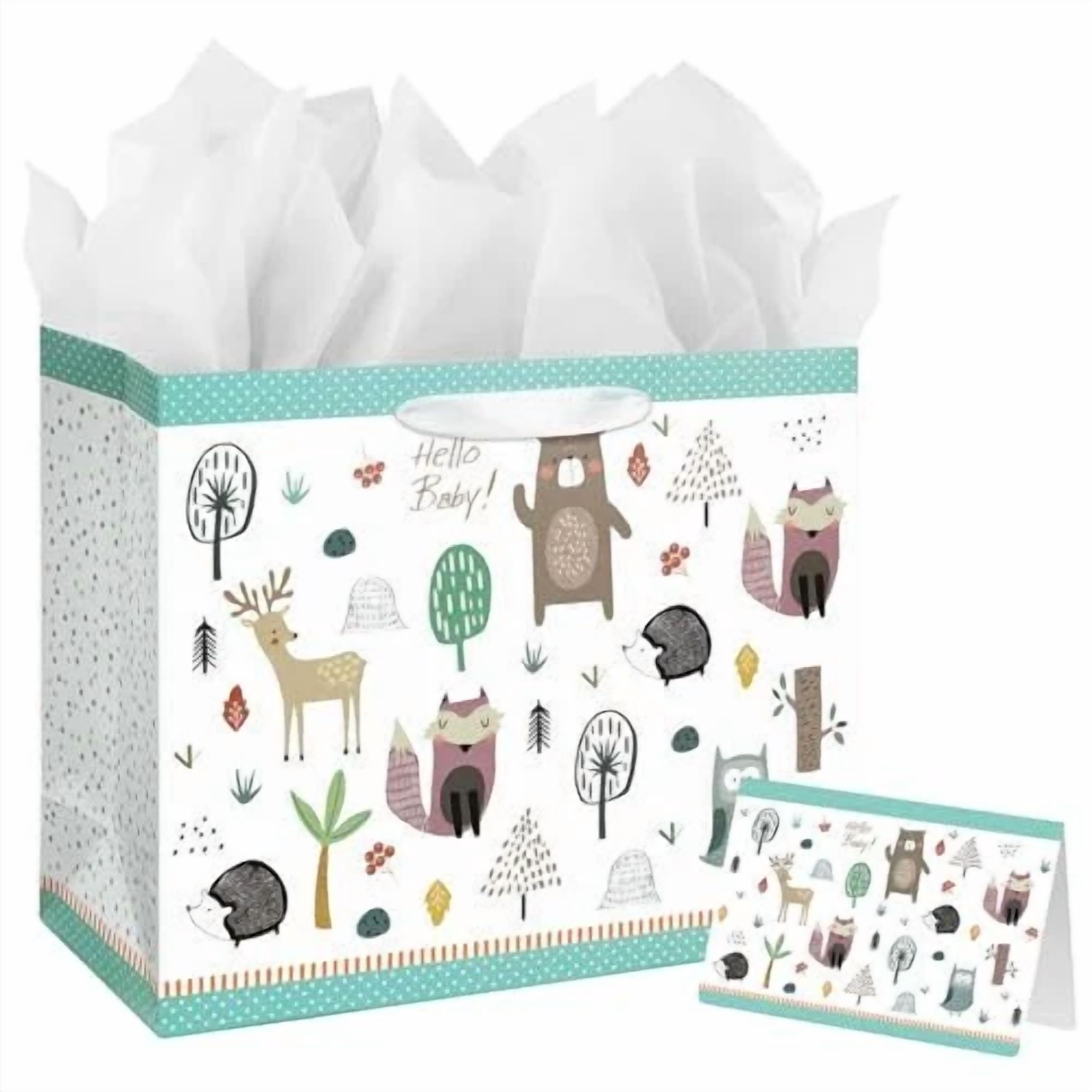 BUTTERFLY- 13" Large Baby Gift Bag With Card And Tissue Paper For Baby Shower,Kids