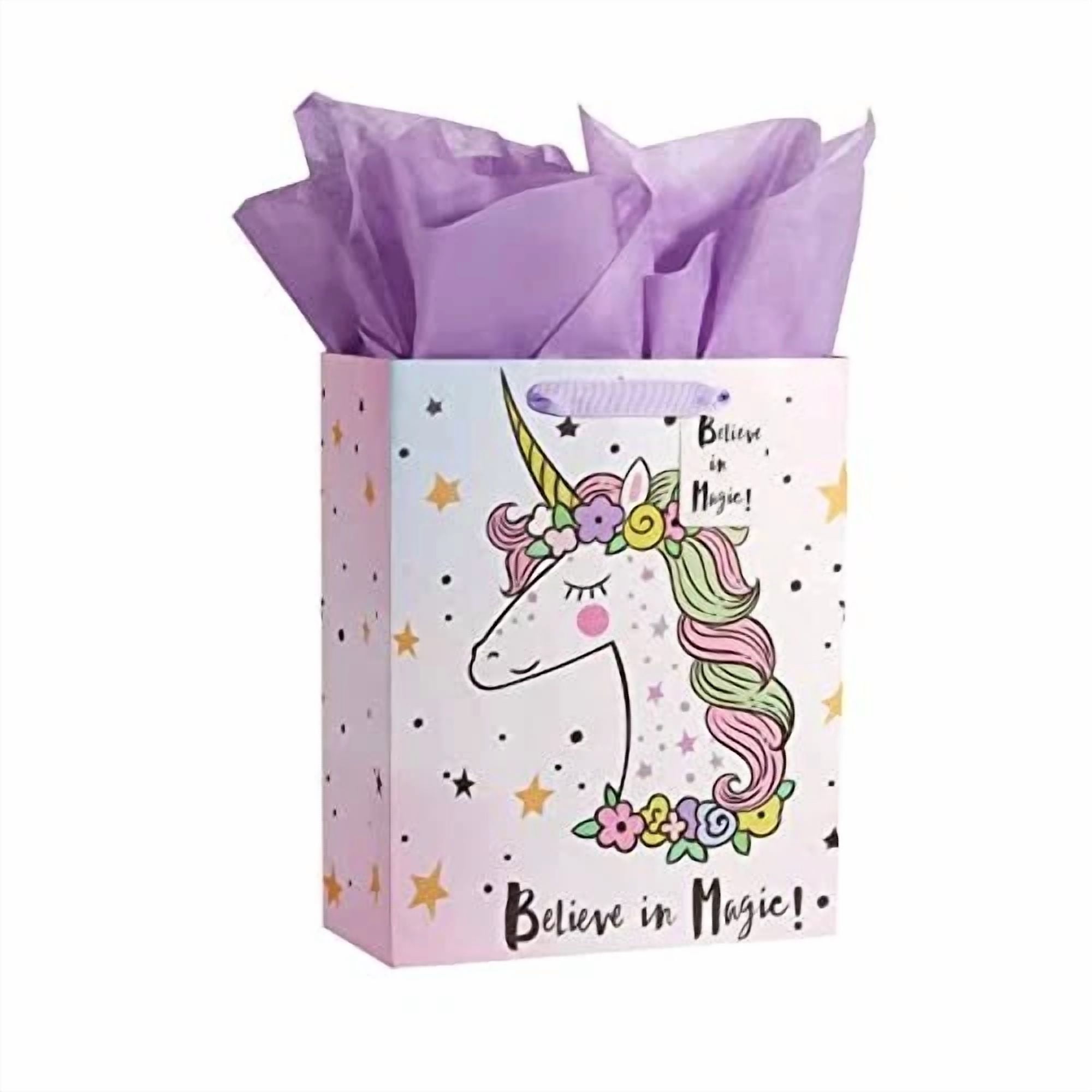 BUTTERFLY- 13" Large Gift Bag With Tissue Paper For Girls Happy Birthday Gift Bags