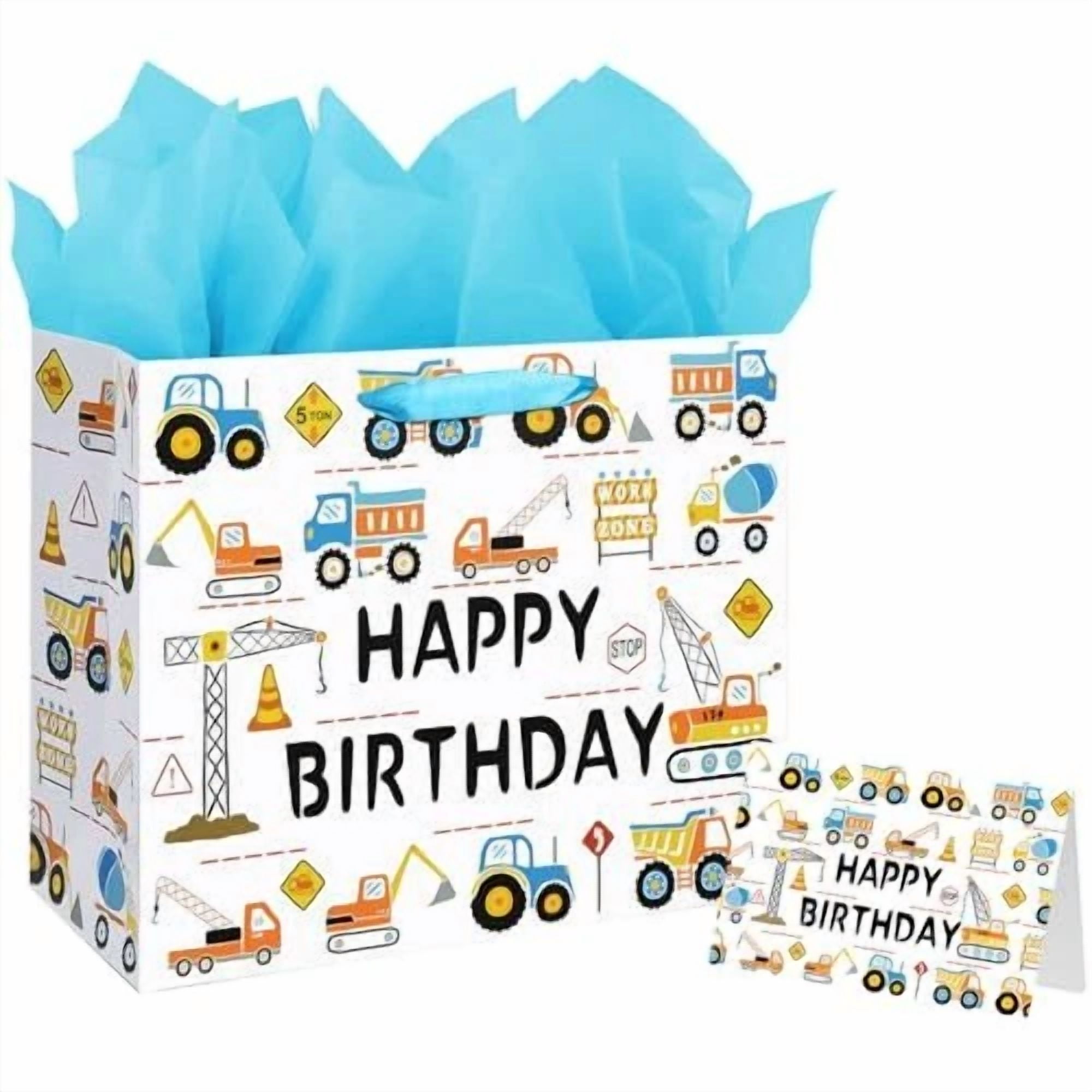 BUTTERFLY- 13" Large Happy Birthday Gift Bag For Baby Boy Kids With Tissue Paper And Card