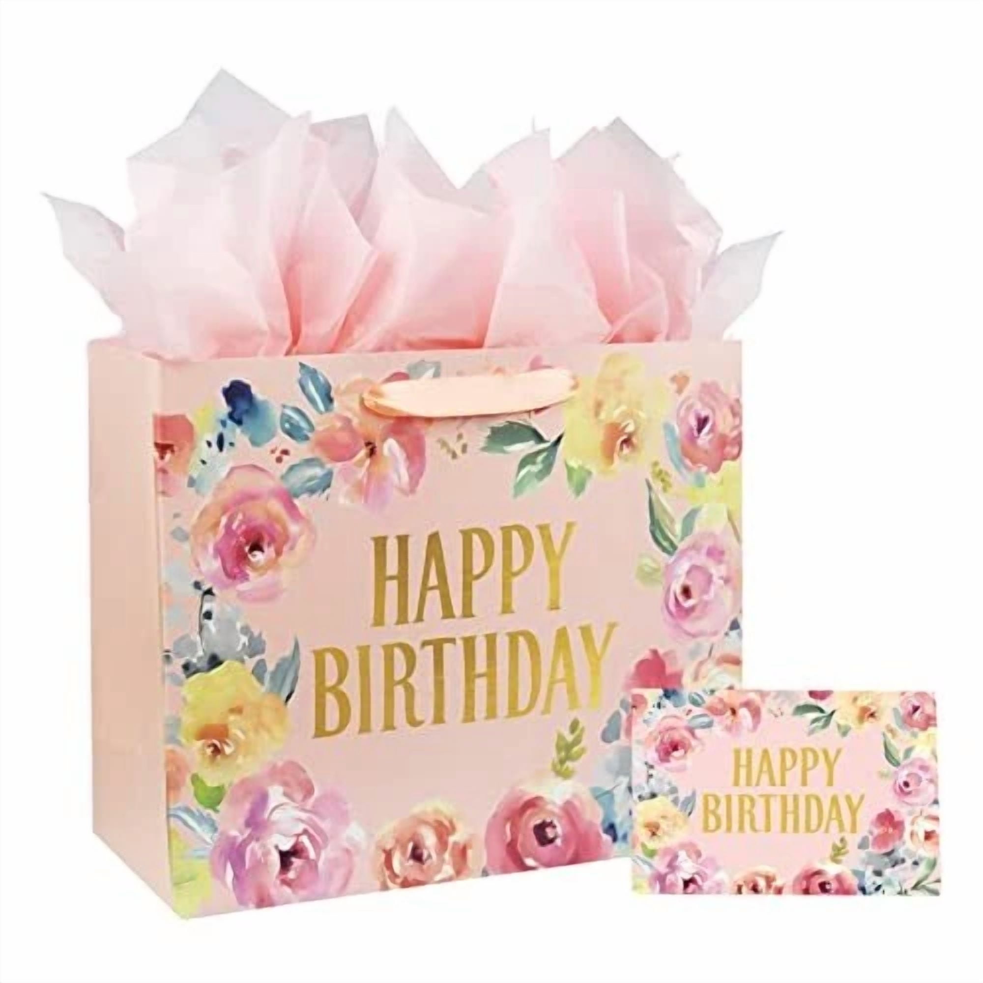 BUTTERFLY- 13" Large Happy Birthday Gift Bag With Card And Tissue Papers For Women Girls