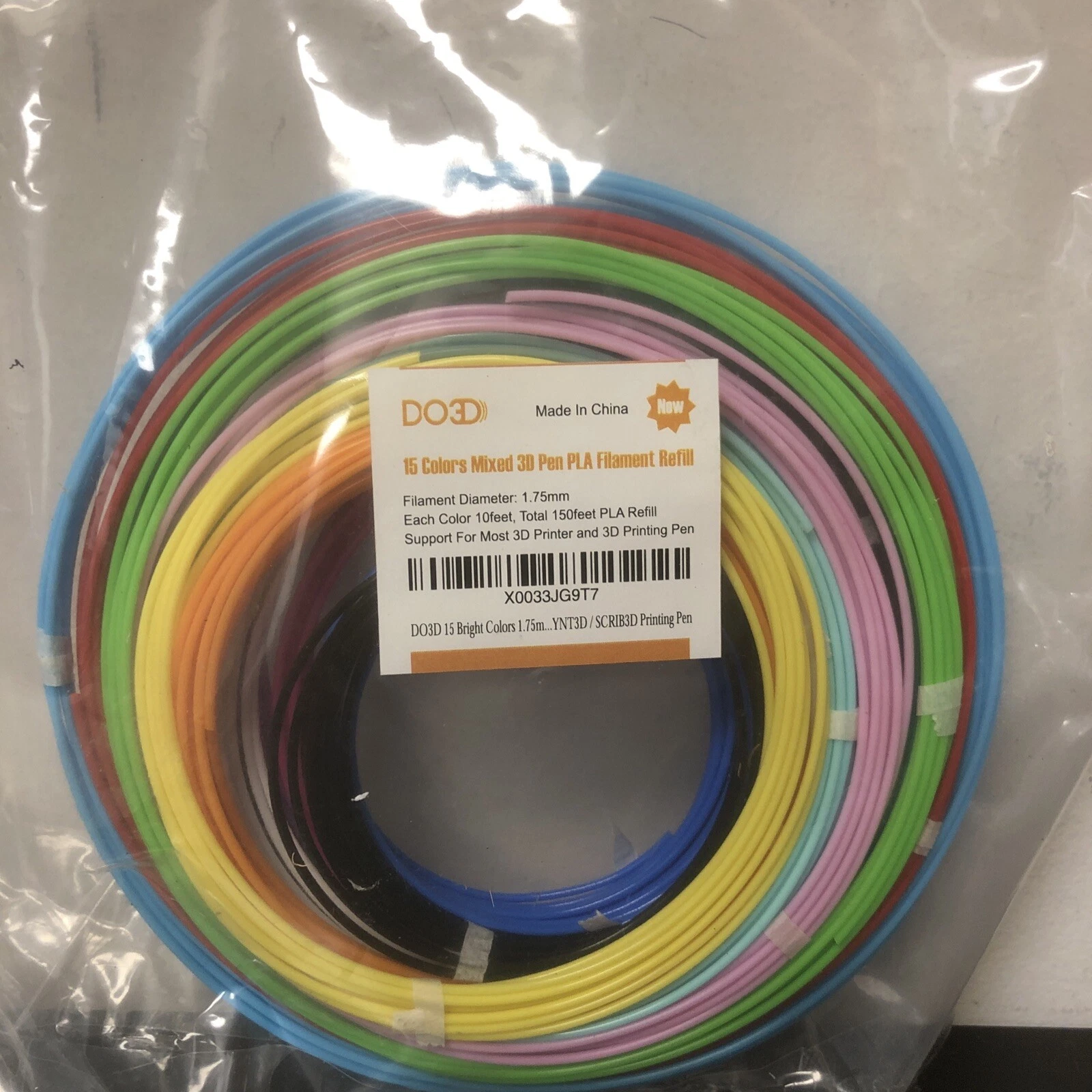 BUTTERFLY- 15 Bright Colors 1.75Mm 3D Pen Pla Filament Refill, Each Color 10Feet, Total 150