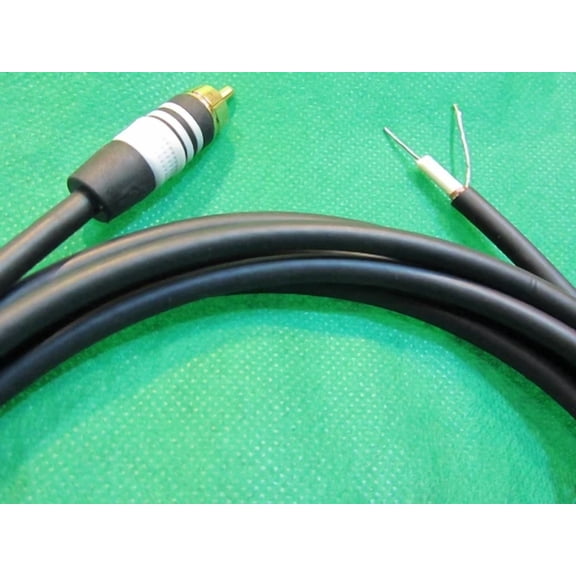 BUTTERFLY- 15' Dc Pro Speaker Subwoofer Shielded Cable, White Ring Gold Rca To Bare Wire.
