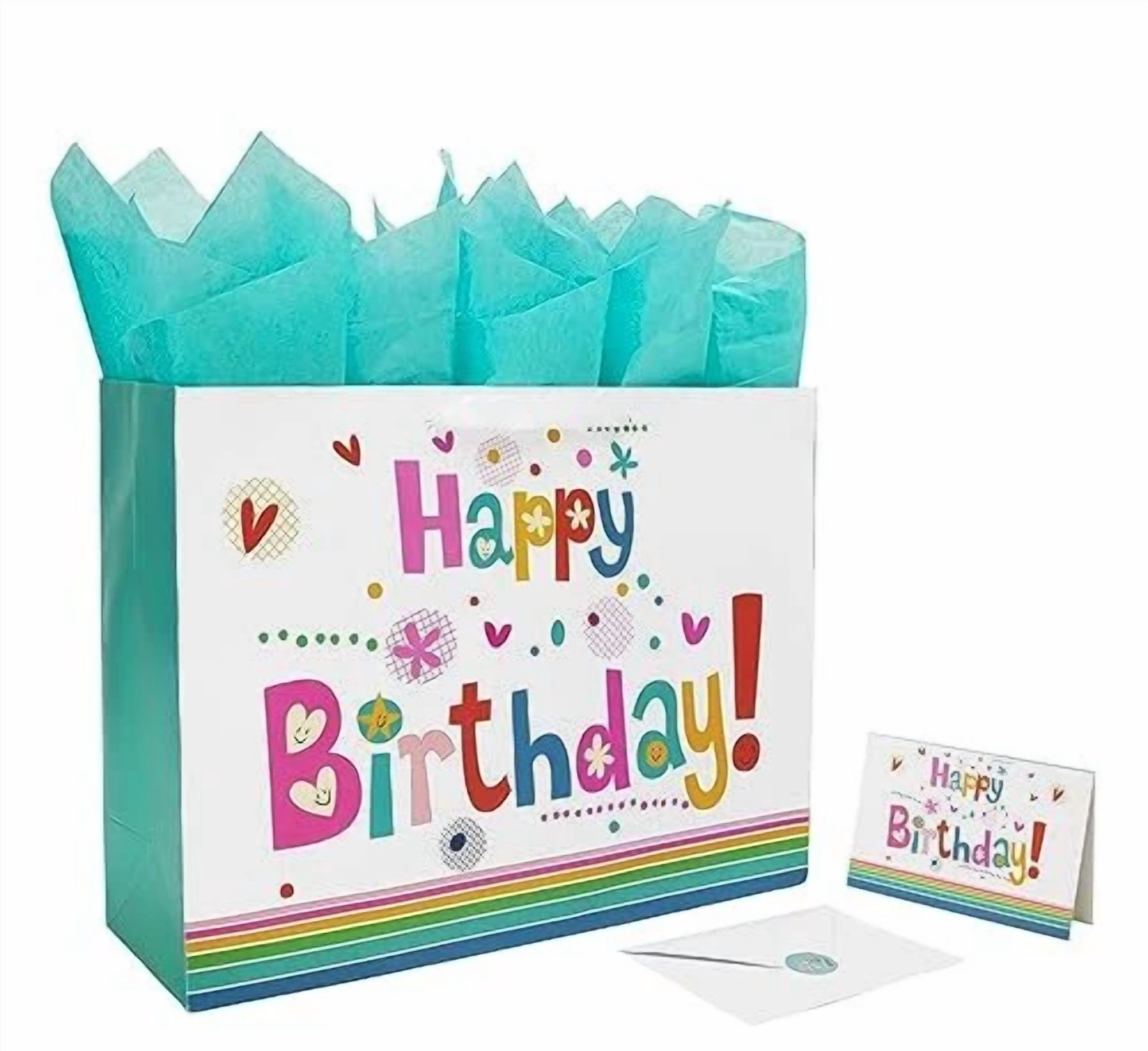 BUTTERFLY- 16.5” Extra Large Gift Bag Set With Greeting Card And Green Tissue Paper(Cute