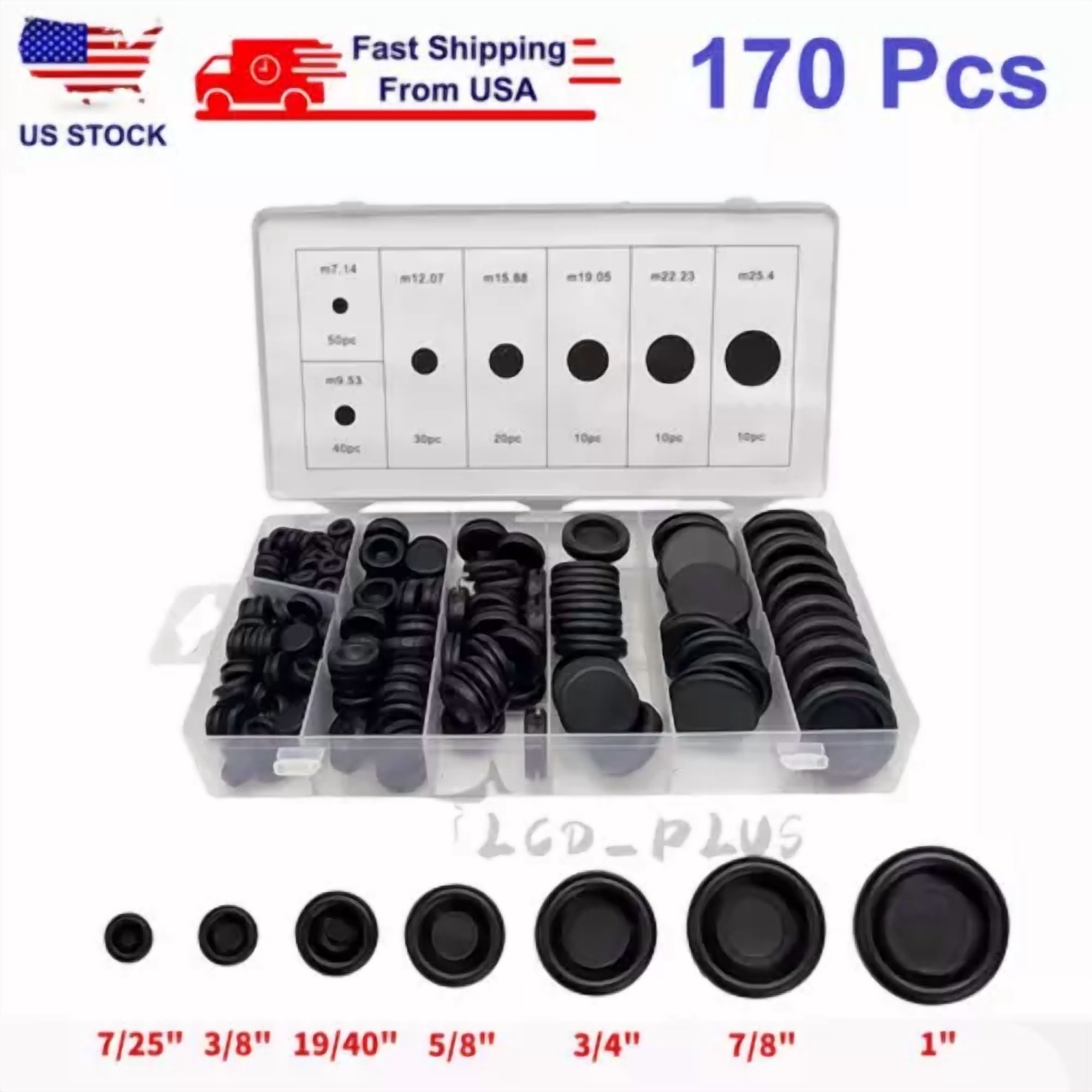 BUTTERFLY- 170Pcs Rubber Grommet Firewall Hole Plug Electrical Wiring Gasket Assortment Kit