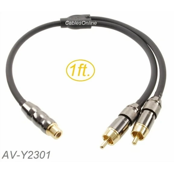 BUTTERFLY- 1Ft Premium Rca Female To 2-Rca Male Flexible & Durable Audio Splitter, Av-Y2301